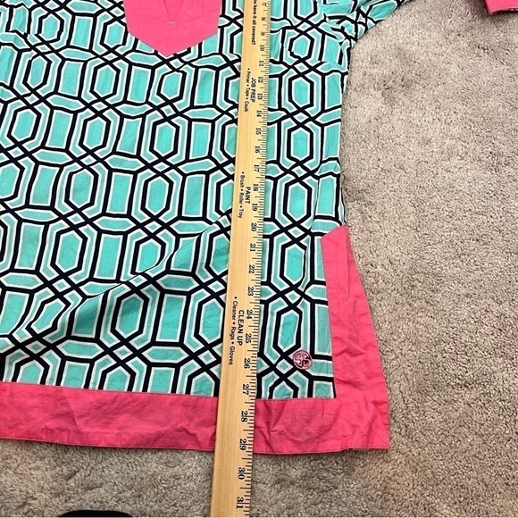 Simply Southern Shirt womens medium Tunic Top Coverup Dress Pink Turquoise - Picture 10 of 10